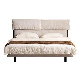 支吾月眠布艺床主卧双人床现代简约实木床架轻奢高级感靠背垫软包