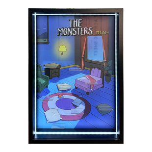 LABUBU凌晨一点系列拉布布灯光展示盒相框带灯光盲盒收纳相框