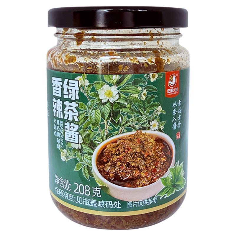 巴蜀火娃香辣绿茶酱208g瓶装