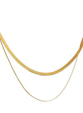 双层叠带蛇骨链项链女轻奢感
