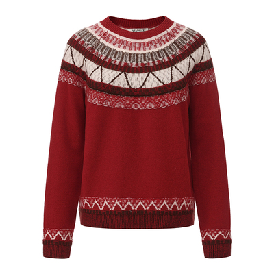 【INTARSIAK针织设计师品牌】绮章 费尔岛羊驼复古套头毛衣女