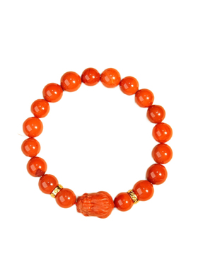 七宝缘-南红玛瑙圆珠貔貅手串