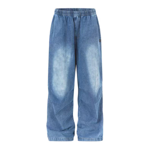 SMILE DDD宽松软牛仔裤美式嘻哈蓝色水洗运动裤爵士跳舞裤子女