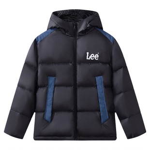 Lee kids儿童鸭绒冬季连帽羽绒服男女中大童蓄热保暖宽松百搭外套