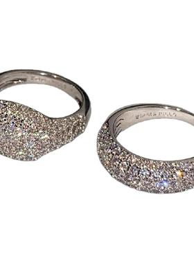 满钻锆石银色中指食指戒指