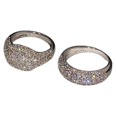 满钻锆石银色中指食指戒指