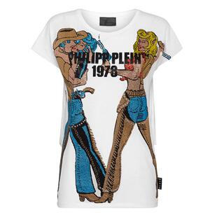 PHILIPP PLEIN 女士西部牛仔印花圆领T恤