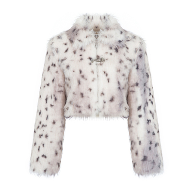 BBBLUE豹纹短皮草外套