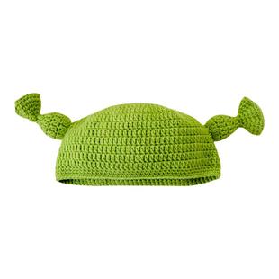 杰尼龟帽子痞幼同款史莱克绿色搞怪帽男女儿童秋冬可爱触角套头帽