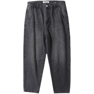 马切达春季日系潮牌宽松直筒牛仔裤复古水洗工装裤休闲街头裤子男