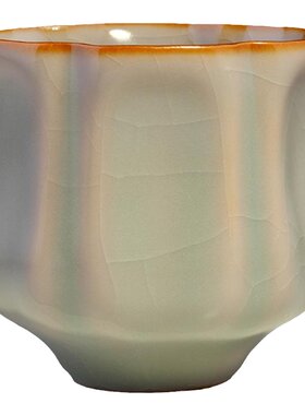 柏采手工汝瓷柏辉落款主人杯