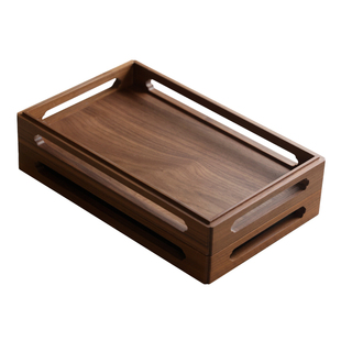 胡桃木框景文承盘托盘收纳榫卯环保无味文房四宝砚台收纳盘收纳盒