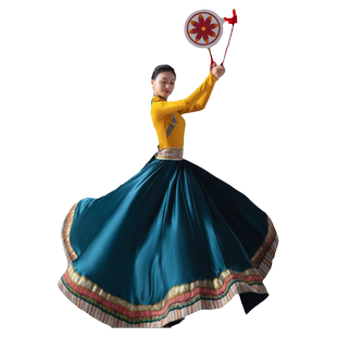 藏族舞蹈演出服大摆裙雪域热巴舞吉祥剧目学生艺考练习裙广场舞