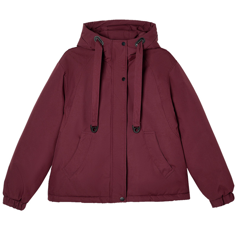 冬季女短款连帽加厚保暖棉服