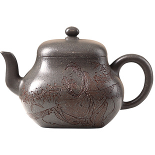 宜兴名家李建军原矿紫砂纯手工茶壶黄龙山高温青灰段君德160cc