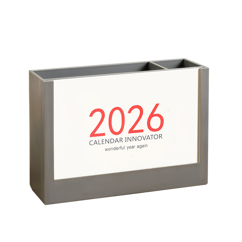 笔筒台历2026年新款简约网红风照片打印工作计划记事创意办公室桌面笔筒台历一体多功能日历收纳盒企业定制