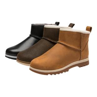 歌迈加绒雪地靴女新款休闲厚平底防水真皮毛一体女鞋冬季保暖短靴