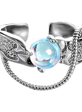 wind不规则月光石可调开口戒