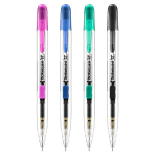 日本Pentel派通自动铅笔侧按式PD105不易断芯HB透明笔杆自动笔小学生高颜值自带橡皮头活动铅笔0.5/0.7