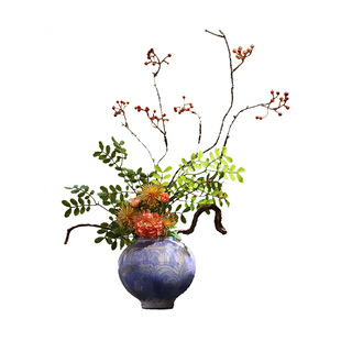 宋韵陶瓷花瓶新中式禅意美学摆件民宿酒店电视柜玄关仿真花艺装饰