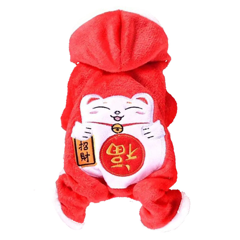 招财四脚衣 秋冬宠物边牧中大型犬拉布拉多马年新年保暖全包衣服