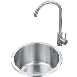 ARROW箭牌厨房圆形水槽单槽304不锈钢洗碗池小户型迷你台下洗菜盆