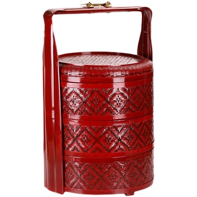 手工竹编喜事挑担复古