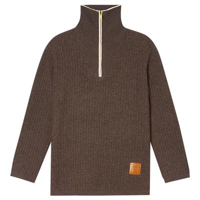 PSALTER诗篇大翻领拉链大坑条显高羊毛针织衫2025冬款