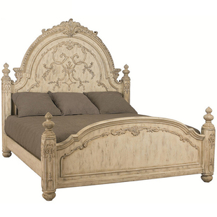 法式洛可可雕花女孩床弧形床头板公主床仿古做旧欧式1.8m婚床定做