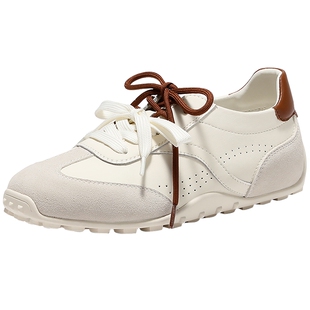 森达内增高德训鞋女26年春季新款增高休闲小白鞋复古阿甘厚底板鞋