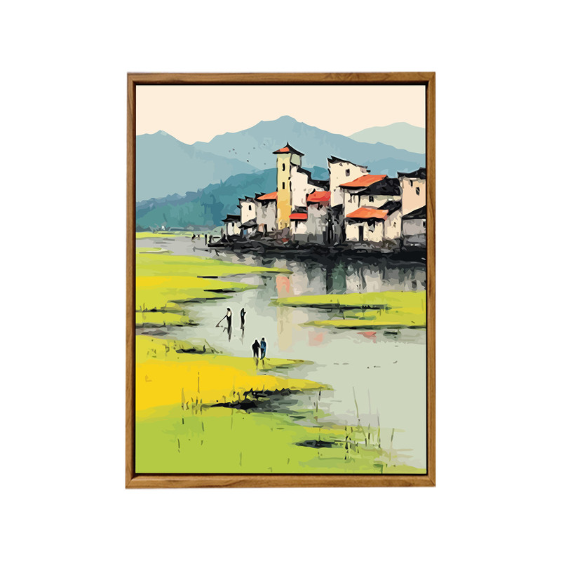 水墨山林治愈风景高级感数字油画