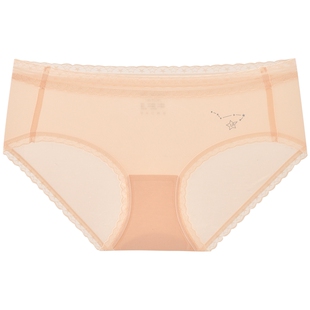 3件129|商场同款MYBODY女士内裤轻薄亲肤纯棉底裆蕾丝包臀平角裤