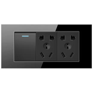 Nalthai华帝斯黑色118型开关插座面板多孔九孔十二孔插座面板玻璃