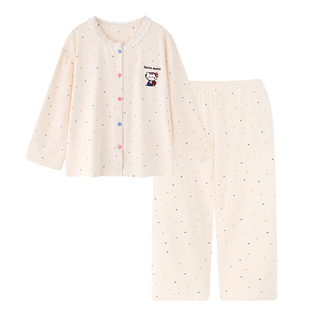 可爱卡通纯棉睡衣女春秋款2025款柔软长袖可外穿套装学生家居服