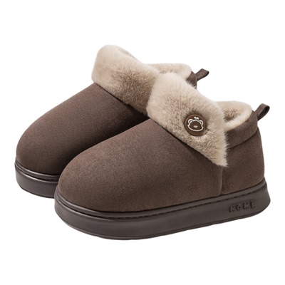 毛绒保暖雪地靴女士2025新款秋冬季厚底包跟家居室内可外穿棉拖鞋