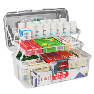 德力西药箱家庭装药品药物收纳盒小医疗箱大容量美术生工具箱家用