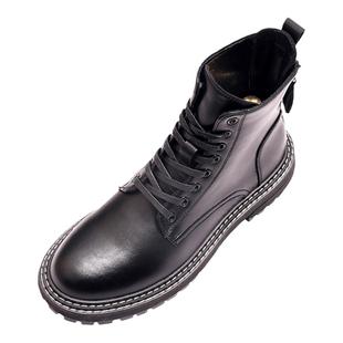 马丁靴男款秋冬季加绒保暖高帮棉男鞋子英伦风百搭短靴户外工装靴