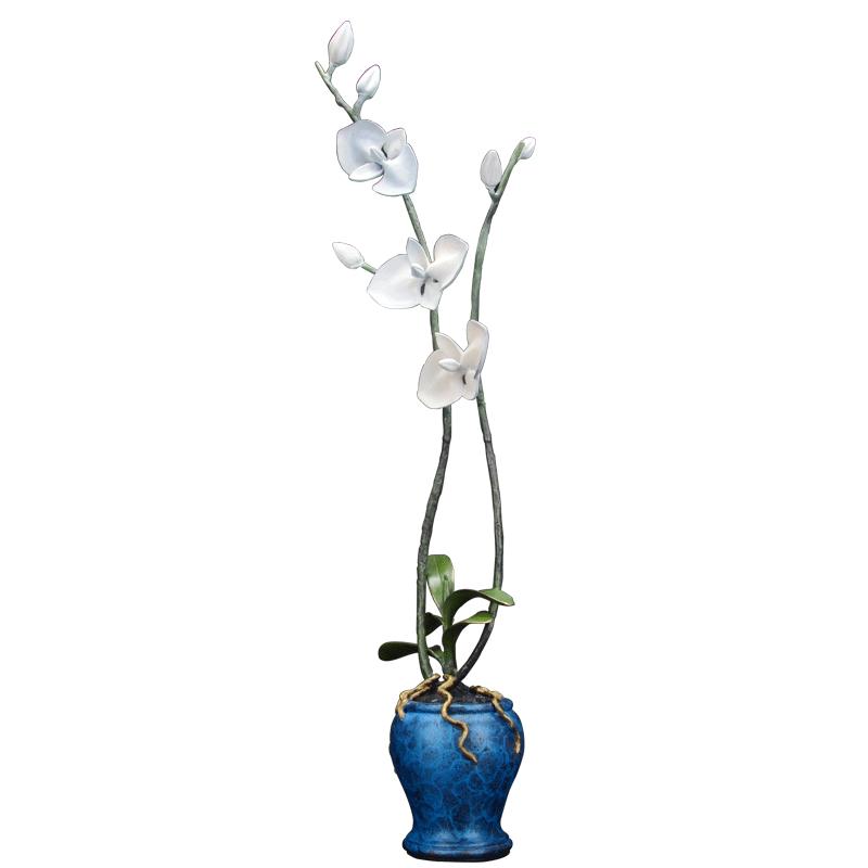 全黃銅蘭花擺件銅器工藝品新中式現(xiàn)代客廳玄關(guān)壁龕軟裝豎高裝飾