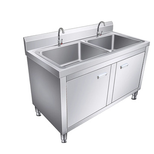 不锈钢水池柜商用水槽柜单双池厨房洗菜盆消毒池食堂家用洗碗池
