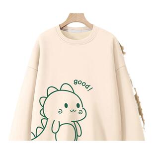 2026年新款宽松中学生小个子秋冬加绒无帽圆领卫衣外套女长袖上衣