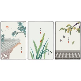 中国风墙面挂画新中式客厅沙发背景墙壁画卧室民宿房间走廊装饰画