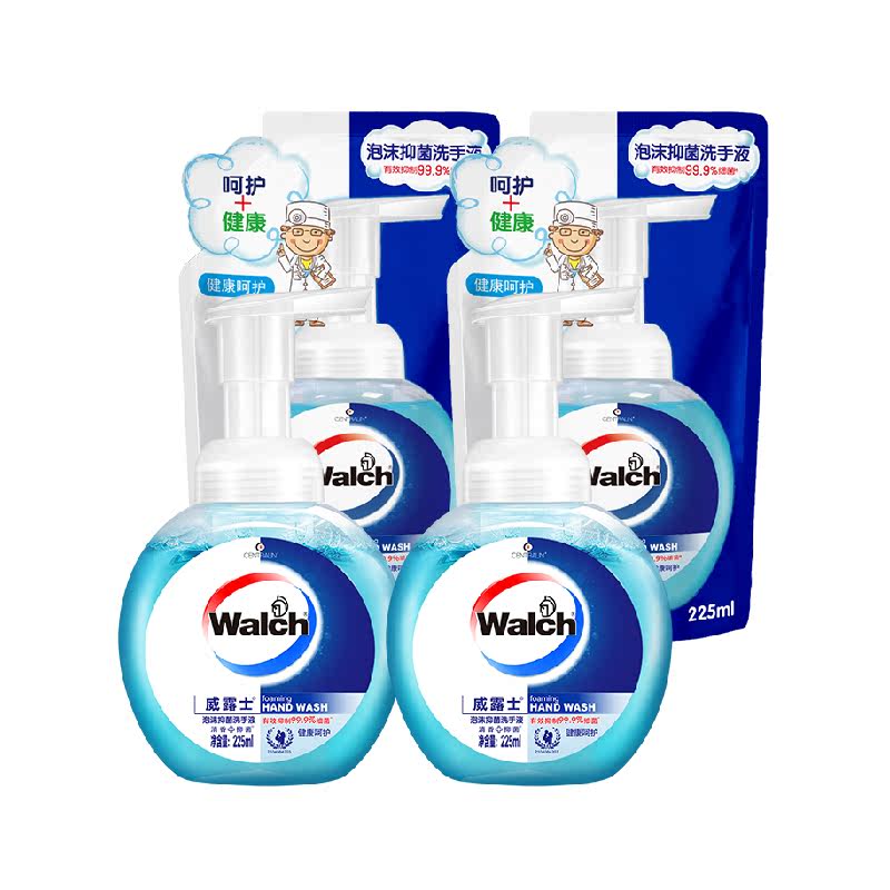 威露士泡沫洗手液900ml（225ml*2瓶+225ml*2袋）抑菌99.9%易冲洗