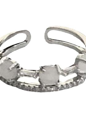 时尚个性猫眼锆石双层开口戒指女