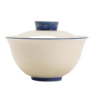 盖碗 二才草木灰家用大容量150粗陶泡茶碗复古陶瓷功夫茶具盖茶杯