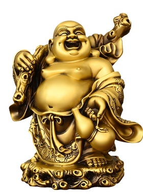黄铜弥勒佛摆件大肚弥勒佛布袋和尚笑面佛大号家居客厅佛堂工艺品