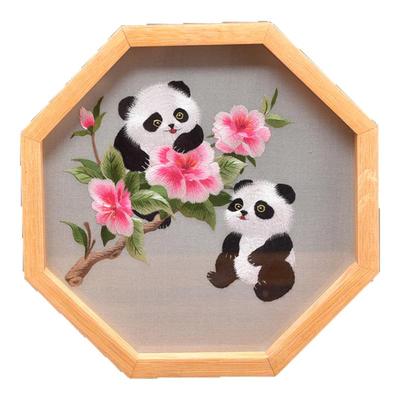 蜀绣手工摆件芸香八角老外熊猫