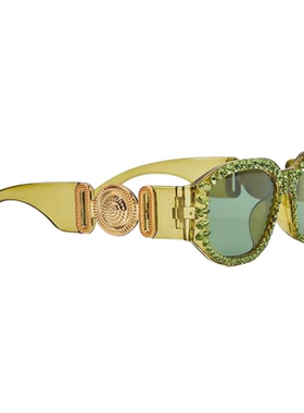 复古绿意晶钻镶嵌太阳镜矩形墨镜