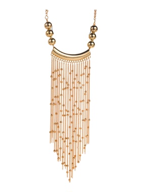 福瑞呀Freya饰品ZA同款时尚球形串珠链条流苏仿金项链新年毛衣链