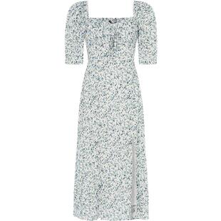 【折扣】KEEPSAKE 女士碎花优雅日常休闲下开衩短袖中长款连衣裙