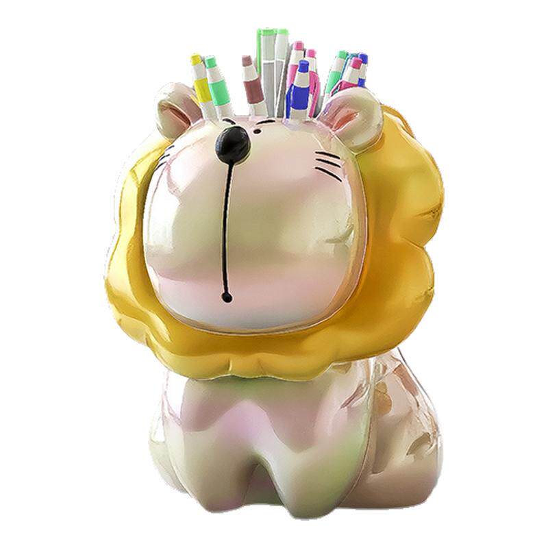 厚牧狮子高级感珠光笔筒摆件